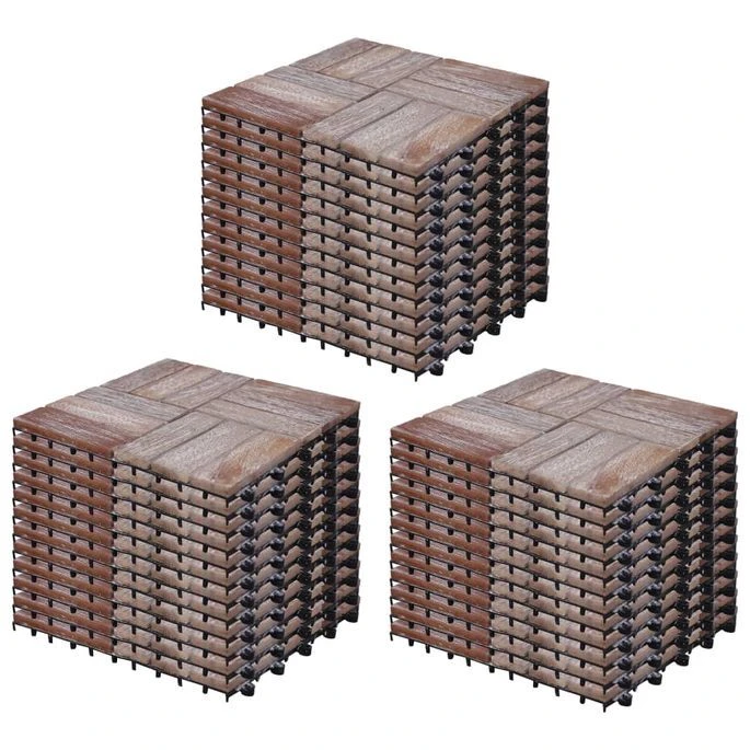Tuiles De Terrasse 33 Pcs 30x30 Cm Bois De Récupération Solide – Image 2