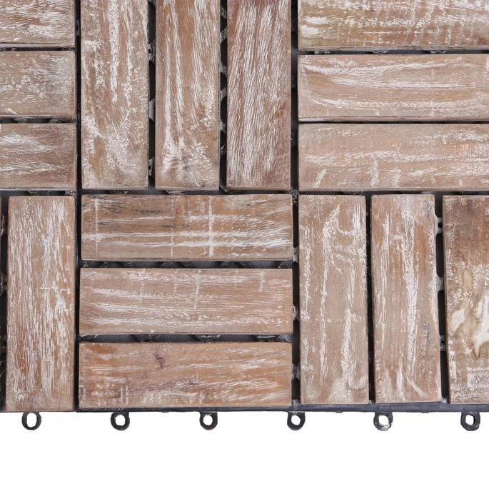 Tuiles De Terrasse 33 Pcs 30x30 Cm Bois De Récupération Solide – Image 4