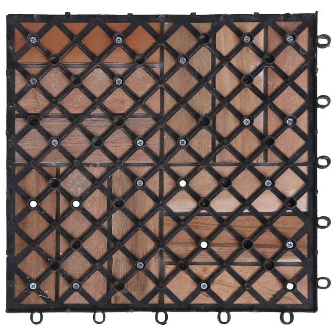 Tuiles De Terrasse 33 Pcs 30x30 Cm Bois De Récupération Solide – Image 7