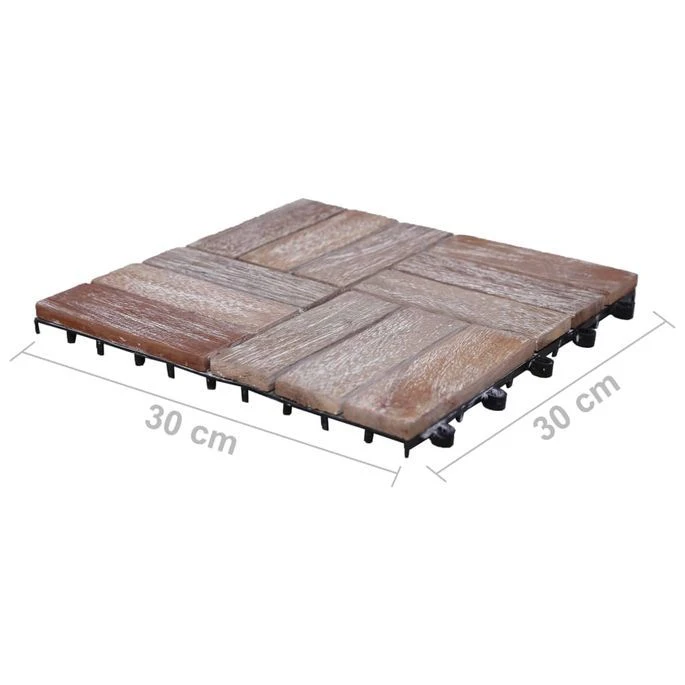 Tuiles De Terrasse 33 Pcs 30x30 Cm Bois De Récupération Solide – Image 8