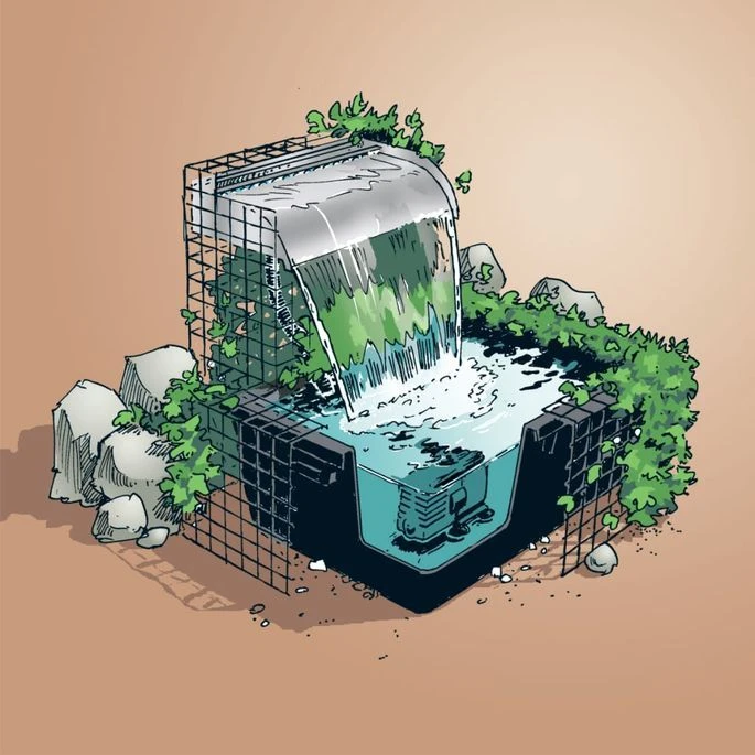 Ubbink Ensemble De Cascade Nevada Avec éclairage LED Inox 60 Cm – Image 2